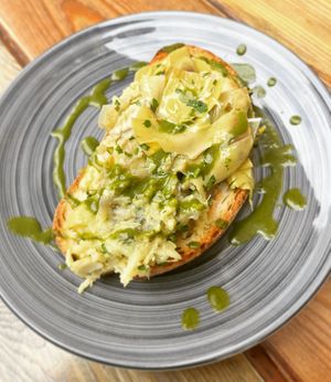 Bruschetta with Roman artichoke  at Rifugio Romano in Rome
