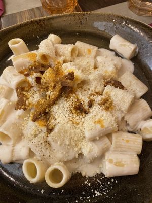 Pasta alla gricia (vegan)  at Rifugio Romano in Rome