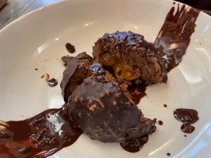 Rocher Gianduja with apricot heart  at Rifugio Romano in Rome