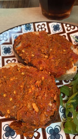 Bruschette con 'nduja  at Rifugio Romano in Rome