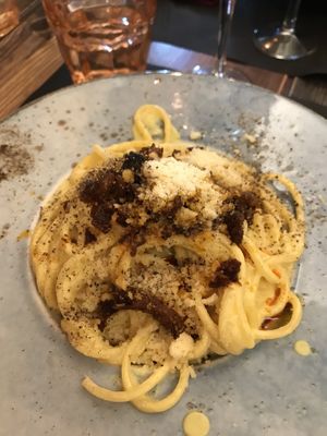 Carbonara vegana  at Rifugio Romano in Rome