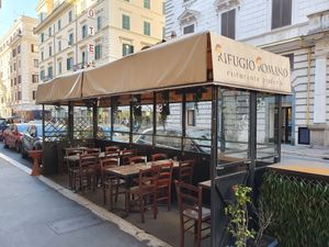 Outside seating at Rifugio Romano in Rome