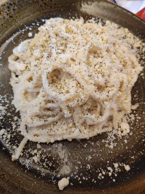 Cacio e Pepe Vegana at Rifugio Romano in Rome