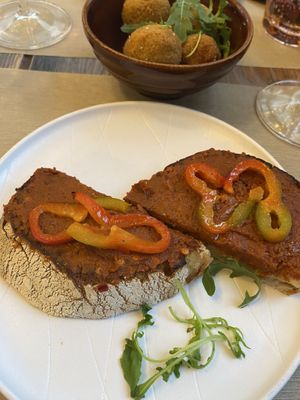 Vegan nduja (spreadable spicy “meat” from Calabria region)  at Rifugio Romano in Rome