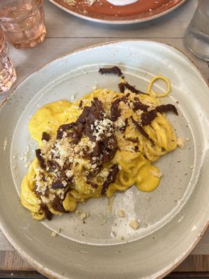 Vegan carbonara   at Rifugio Romano in Rome