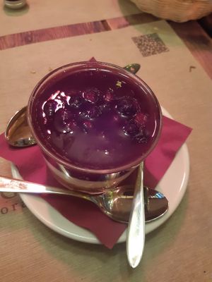Cheesecake with wild berries at Rifugio Romano in Rome