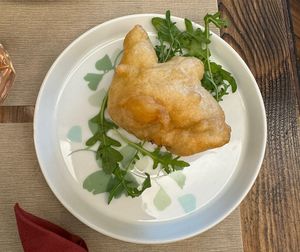 Zucchini flower with cheese   at Rifugio Romano in Rome