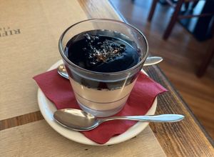 Pana cotta with caramel  at Rifugio Romano in Rome