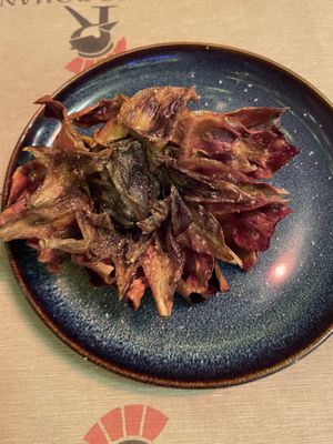 Deep fried artichoke  at Rifugio Romano in Rome