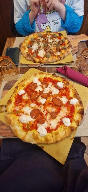 Pepperoni pizza delicious! Also ordered a pizza that had beyond meat sausage, this one was a bit too busy but the base and cheese were 👏 at Rifugio Romano in Rome