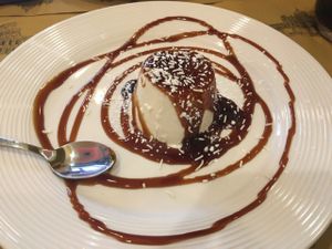 Panna cotta with caramel sauce  at Rifugio Romano in Rome