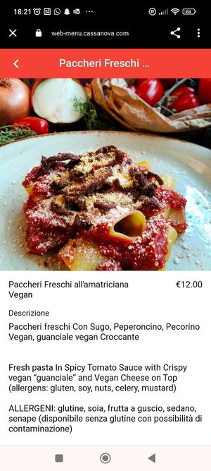 10/10 pasta dish at Rifugio Romano in Rome