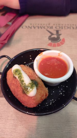 Fried rice ball starter at Rifugio Romano in Rome
