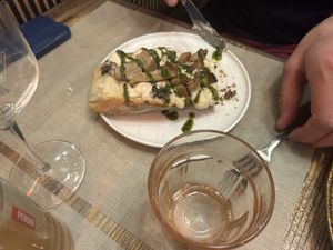 Bruschetta with mushrooms and cheese  at Rifugio Romano in Rome