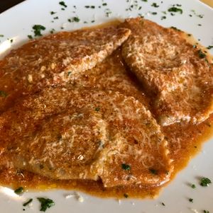 Vegan Seitan stuffed ravioli. The best! at Rifugio Romano in Rome