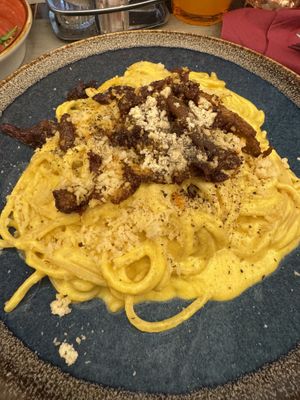 Spaghetti Carbonara Vegano  at Rifugio Romano in Rome