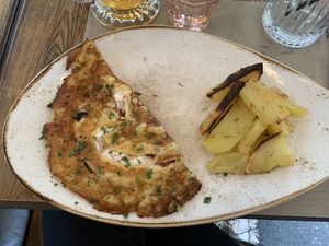 Vegan ham&cheese omelette  at Rifugio Romano in Rome