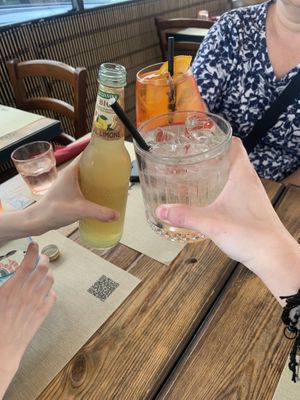 A good variety of vegan soft drinks, wines, and cocktails  at Rifugio Romano in Rome