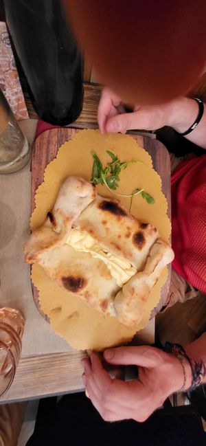 Pizza folded at Rifugio Romano in Rome