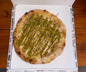 Pistachio, Mortadella Pizza To Take Out   at Rifugio Romano in Rome