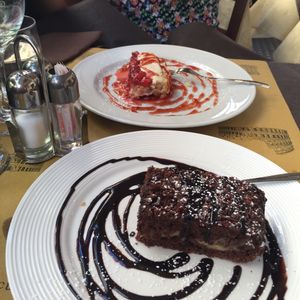 Delicious chocolate and strawberry cakes. at Rifugio Romano in Rome