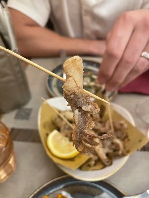 Fried “octopus” mushroom that actually looked like a mini octopus   at Rifugio Romano in Rome