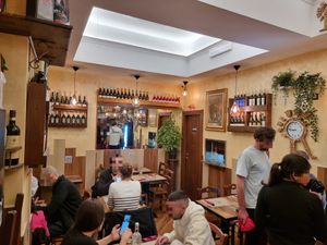 Inside, very cramped at Rifugio Romano in Rome