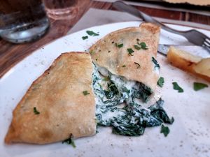 Crepes with spinach at Rifugio Romano in Rome