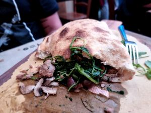 Calzone campagnole at Rifugio Romano in Rome