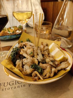 Frittura di moscardini veg at Rifugio Romano in Rome