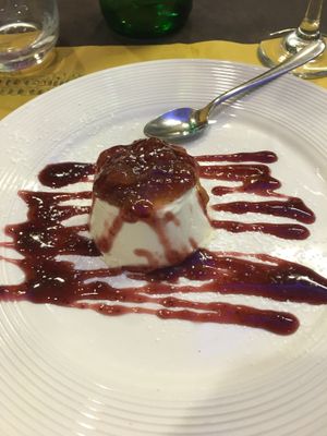 Vegan mixed berry panna cotta at Rifugio Romano in Rome
