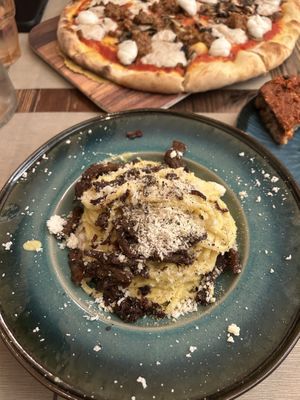 vegan spaghetti alla carbonara  at Rifugio Romano in Rome