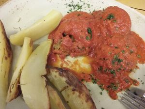 Potatos, legume balls at Rifugio Romano in Rome