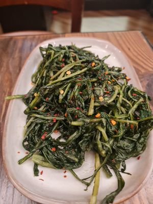 Spicy cicory...amazing! at Rifugio Romano in Rome