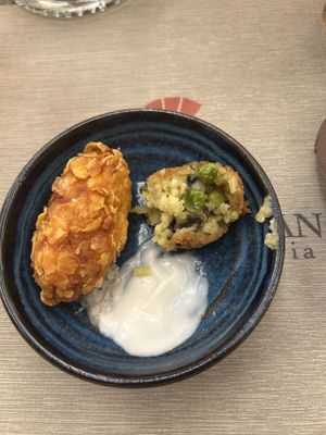 arancino and croquette  at Rifugio Romano in Rome
