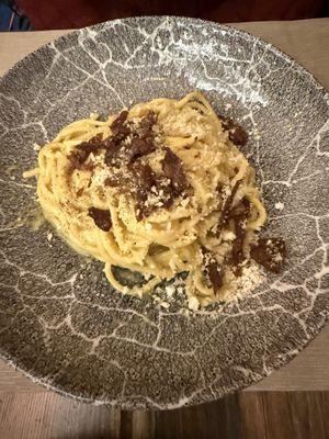 carbonara  at Rifugio Romano in Rome