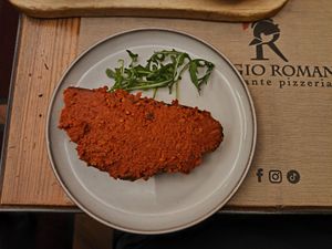 Bruschetta nduja vegan at Rifugio Romano in Rome