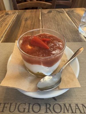 This strawberry cheesecake was the highlightt of my  at Rifugio Romano in Rome
