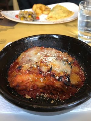 vegan lasagne (amazing) at Rifugio Romano in Rome