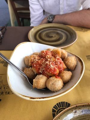 vegan cheeseballs starter at Rifugio Romano in Rome
