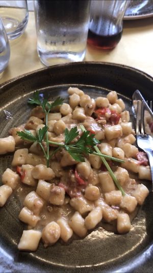 dumplings with walnut sauce at Rifugio Romano in Rome