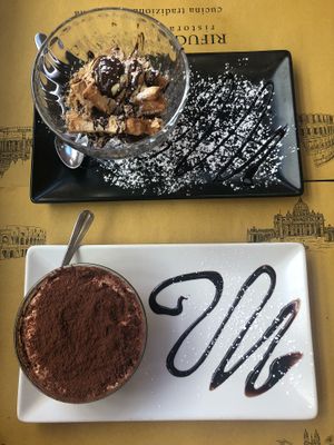 Vegan tiramisu and some other vegan dessert at Rifugio Romano in Rome