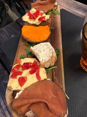 Bruschette miste vegan at Rifugio Romano in Rome