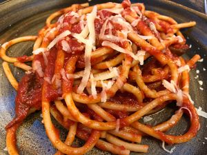 Amatriciana vegan at Rifugio Romano in Rome