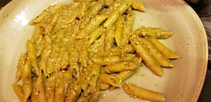 Pistachio pesto pasta at Rifugio Romano in Rome