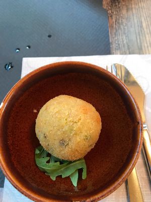 Vegan arancini  at Rifugio Romano in Rome