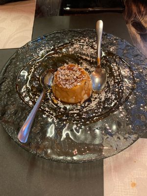 Pana cotta with caramel, wish I didn’t have to share!! at Rifugio Romano in Rome