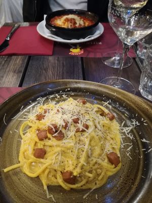 Spaghetti Carbonara at Rifugio Romano in Rome