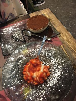 Tiramisu and panna cotta   at Rifugio Romano in Rome