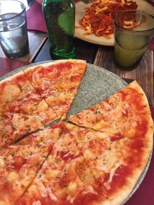 Vegan margarita pizza  at Rifugio Romano in Rome